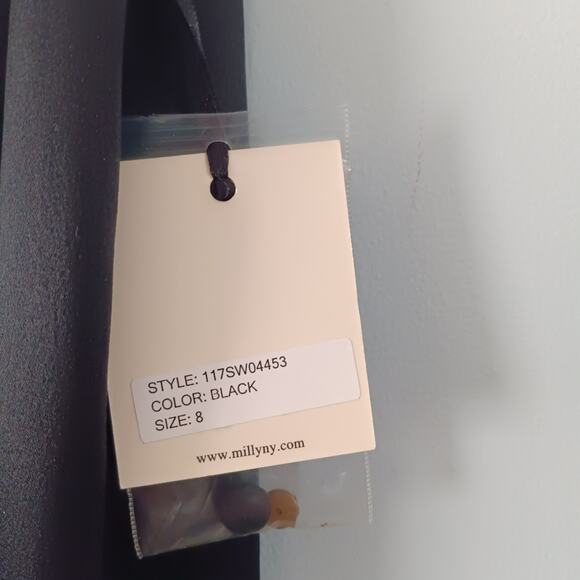 Milly Black Silk Halter Blouse Metal Flower Detail 8 NWT - Picture 11 of 13